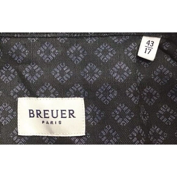 BREUER PARIS Men's Olive Greenish Gray Button Down Cotton Shirt Sz 17/43 - Picture 6 of 15